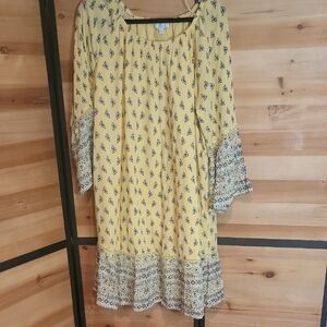 New Directions Yellow and Black Patterned Dress